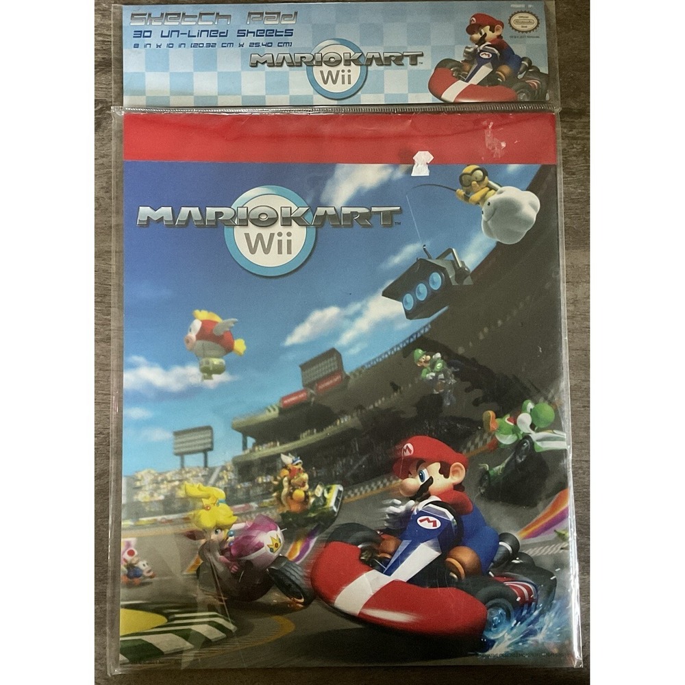 Nintendo Mario Kart Wii 8x10 Inch Paper Sketch Book Super Bros. Video Game Y2K